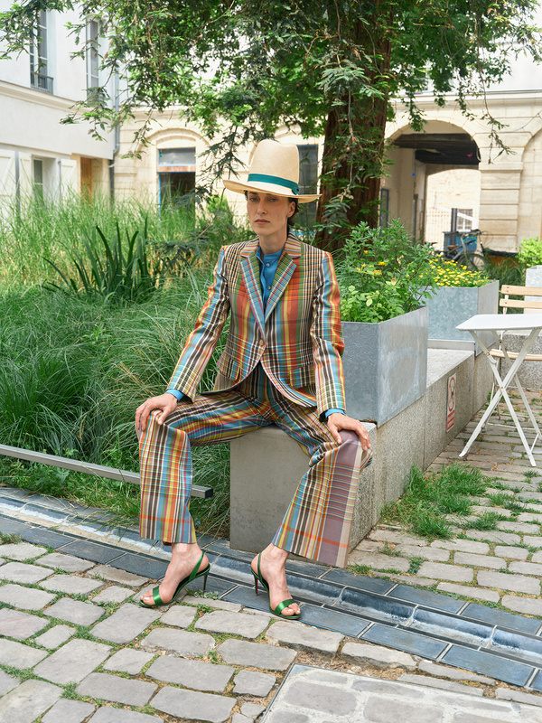 Martin grant pleated deals stripe long dress